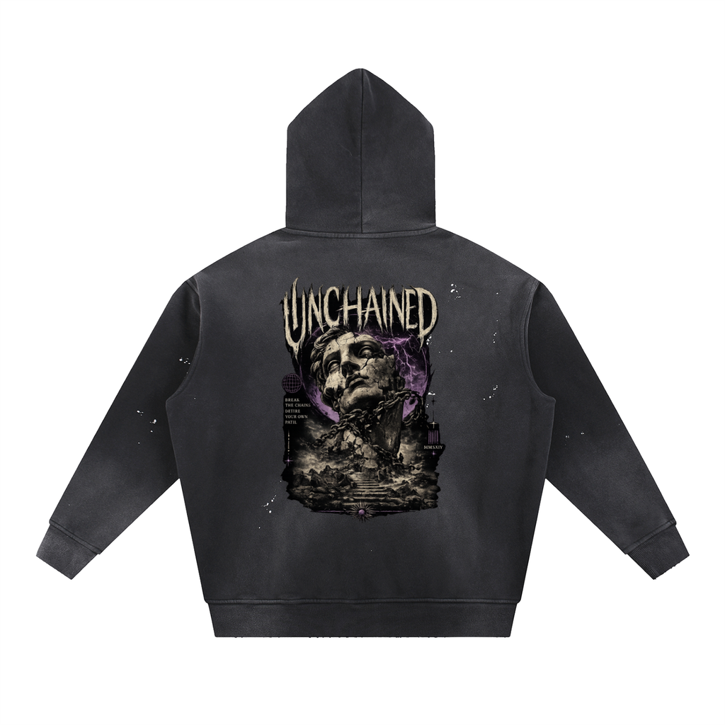Vintage Washed Frayed Fleece Hoodie
